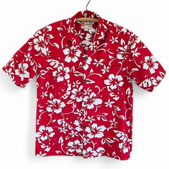 Hilo Hattie Other - Vintage Hilo Hattie Mens Hawaiian Red Hibiscus Floral Aloha Shirt Small
